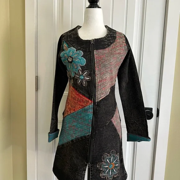 Colorful Embroidered Jean Jacket - Picture 7 of 16